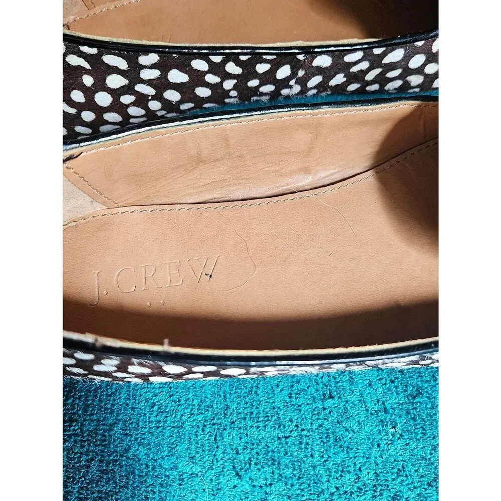 J.Crew Cora Leopard Calf Hair Flats Size 6.5 Women